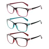 Kerecsen 3 Pack Lesebrille Damen Federscharniere Gute Brillen Hochwertig Rechteckig Komfortabel...