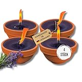 Lavalis 4X Lavendel Kerze mit Duft in Terrakotta-Schale, Alternative zu Citronella-Kerze,...