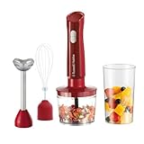 Russell Hobbs Stabmixer [3-in-1: Mixer,Schneebesen & Zerkleinerer/Pürierstab] Desire Red (600ml...