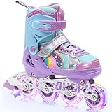 OLYSPM Inliner Kinder für Mädchen und Jungen,Regenbogen-Design,Rollschuhe Kinder in 4 Größen...