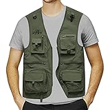 KBOPLEMQ Herren Outdoor Weste Leicht Atmungsaktiv Anglerweste mit Taschen Freizeitweste für Jagd...