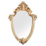 VANZACK Vintage Badezimmerspiegel Hängend Gold Deko Spiegel Schminkspiegel Klein 22X31cm Resin...