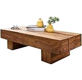 FineBuy Couchtisch Massivholz Lucca 120 cm breit Design Wohnzimmertisch braun Landhausstil...