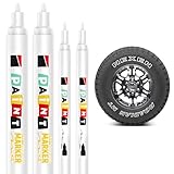 Altaroo 4 Stück Reifenstift, Reifen Stift Weiß Wasserfest 1mm & 3mm, Weissreifenstift Weis...