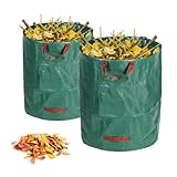 Pecewlos 2x Gartenabfallsack 272L (72 Gallon), Gartensack Laubsack Groß Gartenarbeit Müllsack mit...