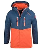 Trollkids Kinder Bryggen wasserdichte winddichte 3in1 Jacke, Mystik Blau/Orange, Größe 152