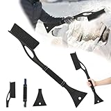 Xiujuers Eiskratzer Auto mit Besen, 60CM Scheibenkratzer Auto mit Schaumstoffgriff, 2 in1 Auto...