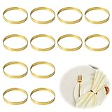 12 Stück Serviettenringe Gold aus Metall, Elegante Runde Serviettenring für Hochzeit, Weihnachten,...