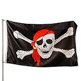 PHENO FLAGS Premium Piraten Flagge 100% recycelt 90x150 cm - Extrem Wetterfeste Fahne mit...