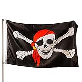 PHENO FLAGS Premium Piraten Flagge 90x150 cm - Extrem Wetterfeste Fahne mit Metall-Ösen und...