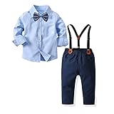 Volunboy Baby Jungen Anzug Set Bekleidung Hemd mit Fliege + Hosenträger Hosen Strampler...