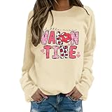 QJDFLL Geschenke FüR Ehemann Valentinstag Pullover Damen Casual Print Mode Langarm Rundhals...