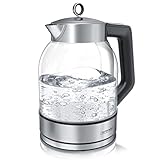 Arendo - Glas Wasserkocher mit Temperatureinstellung 40-100 Grad in 5er Schritten - 1,7 Liter - max....