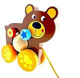 Nachziehtiere aus Holz | Nachziehspielzeug ab 1 Jahr | Süßes Nachziehtier aus Holz | Baby...