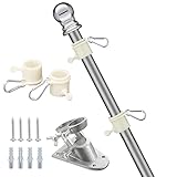 HARRMS Fahnenmast 1.6m, Fahnenmast-Kit mit Aluminium Halterung, strapazierfähige Fahnenmast aus...