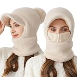 Generisch Damen Plüsch-Wintermütze mit Katzenohren - Flauschige Kunstfell-Beanie | Niedliches und...