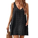 RPAEOY Damen Strandkleid mit Taschen V-Ausschnitt Sommerkleid Sommer Strandponcho Boho Strandtunika...