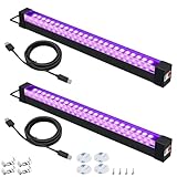 Wiederaufladbar Schwarzlicht Lampe 2 Stück, 5W UV LED Schwarzlicht Röhre 31 cm, 395-405nm, mit...