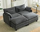 SITURAY Doppellagige Ecksofa Modulares Sofa, Wohnlandschaft L-Form Cloud Couch mit Ottomane,...
