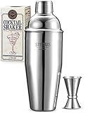 Cocktail Shaker, STNTUS 750ml Cocktailshaker, Bar Zubehör, Cocktail Mixer mit Jigger, Edelstahl,...