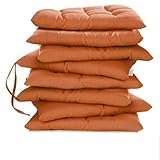 Lavea® Sitzkissen 40x40 cm Terracotta – 8er Set – mit Stoffbändern, Outdoor & Indoor geeignet...