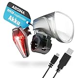 ABSINA LED Fahrradlicht Set USB aufladbar - 200m Reichweite & 100 Lux Fahrradbeleuchtung StVZO...