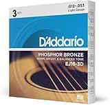 D'Addario EJ16-3D Phosphorbronze-Saiten für Akustikgitarren, Light, 3 Sets