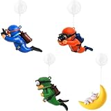 PDirat Aquarium Deko – 4 Schwimmende Taucher Und Katze Als Dekoratives Aquarium ZubehöR FüR...