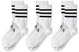 adidas 3 Paar 3-Streifen Cushion Crew Socken, White/White/White, L