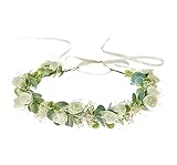 Goledwedy Getrocknete Blumenkranz Haare Schleierkraut Eukalyptus Hochzeit Weiße Blumenkronen kinder...