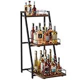 Nuovoware 3-Tier Abgestufte Liquor Cabinet Mini Bar, Weinregal Freistehend Boden für Whiskey, Ecke...