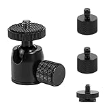 FAEFTY Mini Kugelkopf Stativkopf Ballhead mit 1/4 Hot Shoe Mount Adapter und 1/4 bis 3/8 Schraube...