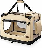 lionto Hundetransportbox faltbar für Reise & Auto, 60x42x44 cm, stabile Transportbox mit...