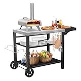 Denmay Edelstahl Grilltisch Grillwagen 116 x 54cm mit 3 Etagen, Pizzaofenständer, Grilltisch für...