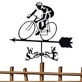 Kixolazr Wetterfahnen Dachmontage - Metall Wetterhahn Mit Radfahrer Motiv,Messwerkzeuge Wetterhahn...