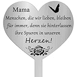 TJUSPIRIT Herz Grabstecker Wetterfest mit Gravur Mama, Menschen, die wir lieben, bleiben für Immer,...