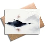 WBdesignz Stilvolle Trauerkarte mit Umschlag - Leuchtturm & Nebelmotiv – poetische Beileidskarte...