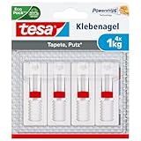 tesa Verstellbarer Klebenagel (für Tapeten und Putz 1 kg, Höhenverstellbarer, selbstklebender...