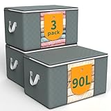 WALL QMER 3-Pack 90L Aufbewahrungsbeutel, Aufbewahrungsboxen mit Deckel, Schrank-Organizer mit...