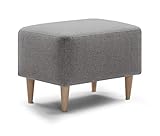 Traumnacht bequemer und moderner Fusshocker mit Holzfüßen in Grau, Öko-Tex Zertifiziert,...