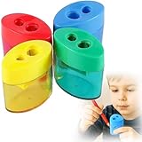 Anspitzer mit Behälter, 4 Pcs Spitzer mit Dose, Doppellöchern Bleistiftspitzer für Dicke und...