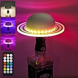 RGB LED Tischlampe Kabellos Mit Musikrhythmusmuster, Aufladbar 3 Farbmodi Nachttischlampe Mit Remote...