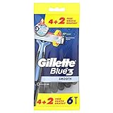 Gillette Blue 3 Smooth Einwegrasierer Männer, 6 Rasierer mit 3-fach Klinge