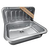 kör4u Ausgussbecken 50cm, aus robustem Edelstahl für Keller, Waschküche, Garten, Spülbecken,...