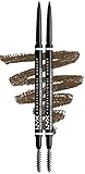 NYX Professional Makeup Micro Brow Pencil Doppelpack, Doppelseitig mit ausdrehbarem Augenbrauenstift...