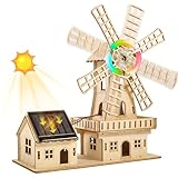 STEM Solarbetriebenes 3D Holzpuzzle - DIY Windmühlenhaus Bausatz,Wissenschaftliches Lernspiel für...