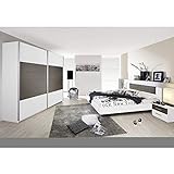 Rauch Möbel Schlafzimmer, Weiß / Lavagrau, bestehend aus Bett mit Liegefläche 160x200 cm...