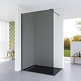 AQUABATOS Duschabtrennung Duschwand Glas Walk in Dusche graues Glas 120 x 200 cm Echtglas Grauglas 8...