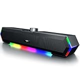 Bazivve V30 PC Lautsprecher, RGB Soundbar Gaming Lautsprecher, USB Betrieb 3,5 mm AUX Anschluss,...