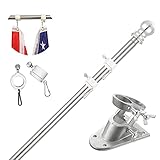 TALITARE Fahnenmast aus Aluminium Silber mit Fahnenmasthalter aus Edelstahl, Edelstahl 180 cm...